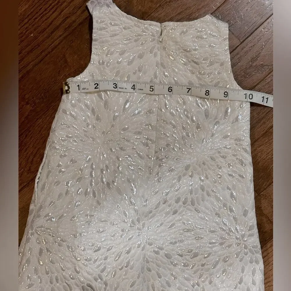 Baby Gap  12-18 Months WHITE & SILVER SLEEVELESS Floral Shimmer Dress | EUC